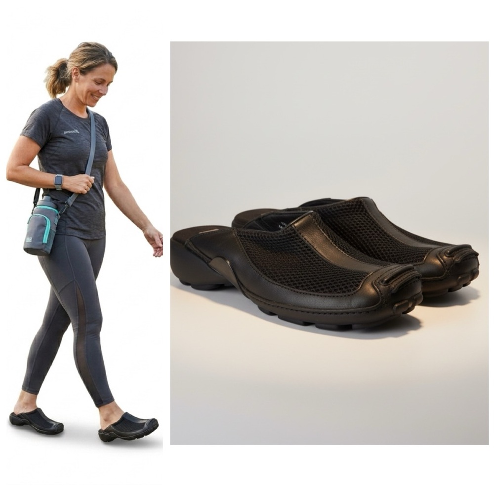 Privo by Clarks NEW Y2K Leather Mesh Athletic Slides Mules Shoes Clogs Support 5